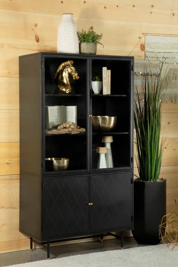 Santiago 4-door Metal Tall Storage Cabinet Matte Black - 951134