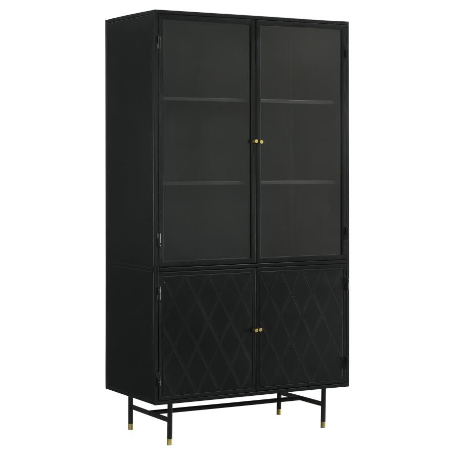 Santiago 4-door Metal Tall Storage Cabinet Matte Black - 951134
