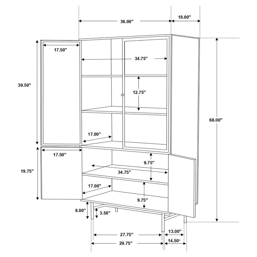 Santiago 4-door Metal Tall Storage Cabinet Matte Black - 951134