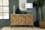 Keaton 3-door Marble Top Herringbone Accent Cabinet Natural - 951138