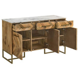 Keaton 3-door Marble Top Herringbone Accent Cabinet Natural - 951138
