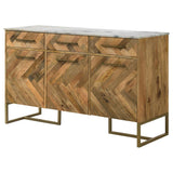 Keaton 3-door Marble Top Herringbone Accent Cabinet Natural - 951138
