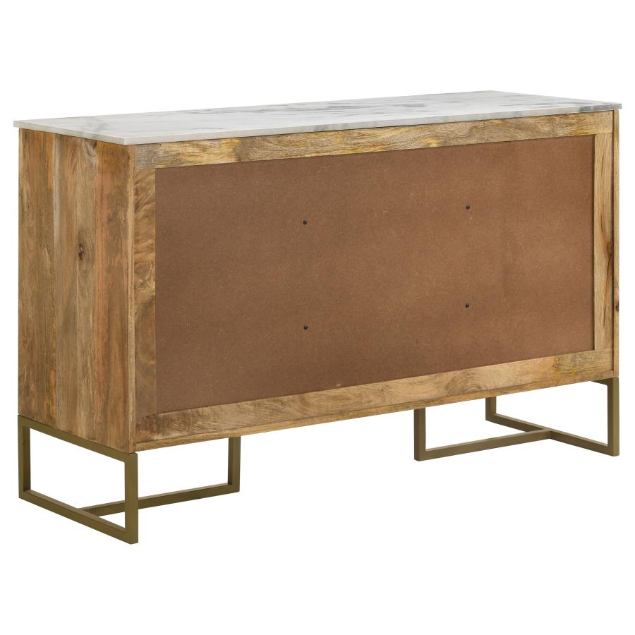 Keaton 3-door Marble Top Herringbone Accent Cabinet Natural - 951138