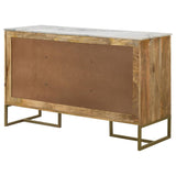 Keaton 3-door Marble Top Herringbone Accent Cabinet Natural - 951138