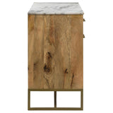 Keaton 3-door Marble Top Herringbone Accent Cabinet Natural - 951138