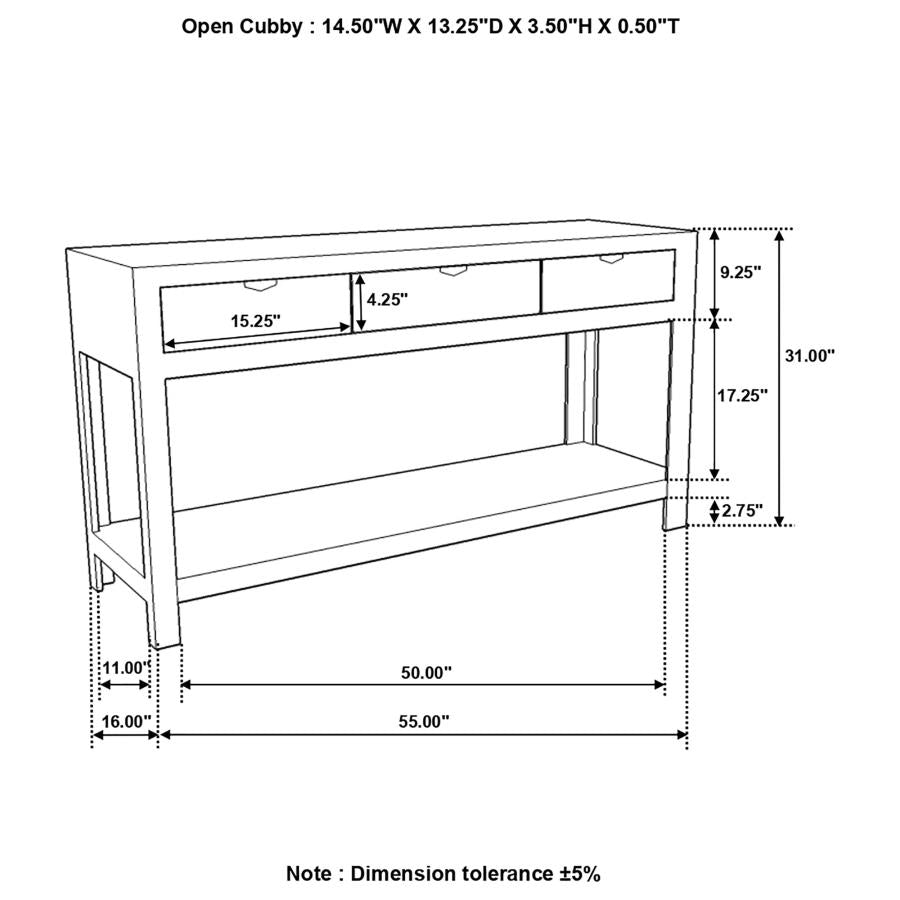 Esther 3-drawer Wood Console Table Natural Sheesham - 952853