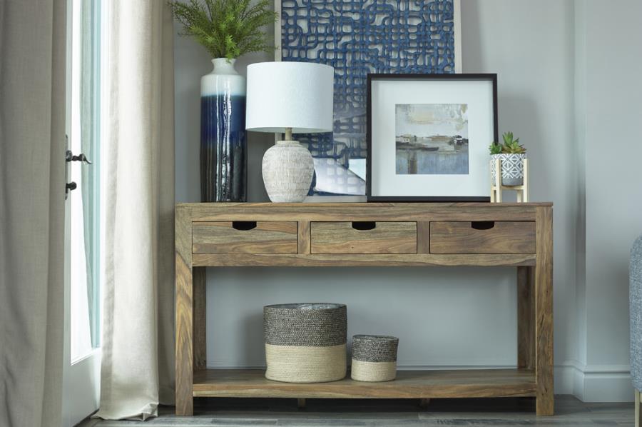 Esther 3-drawer Wood Console Table Natural Sheesham - 952853