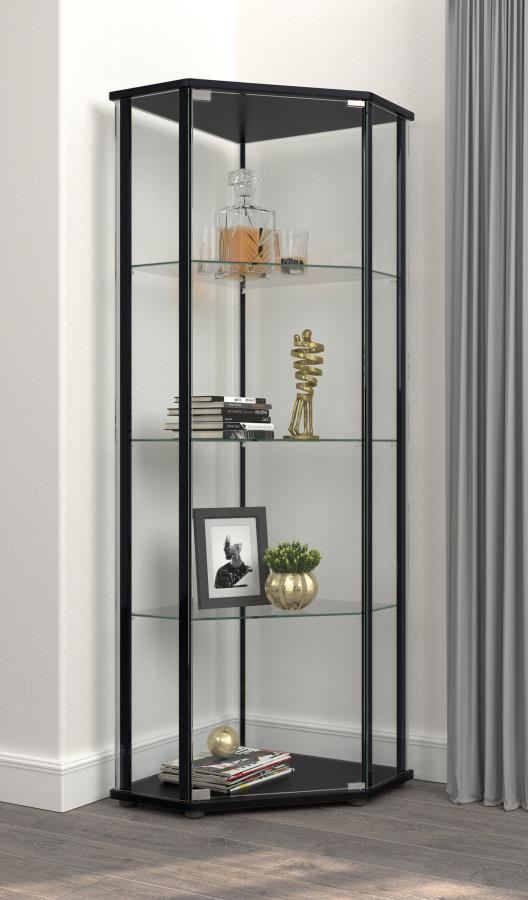 Zenobia 4-shelf Curio Cabinet Display Case Black - 953234