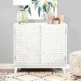 Gambon 2-door Wood Honeycomb Pattern Accent Cabinet White - 953401