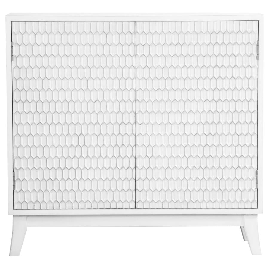 Gambon 2-door Wood Honeycomb Pattern Accent Cabinet White - 953401