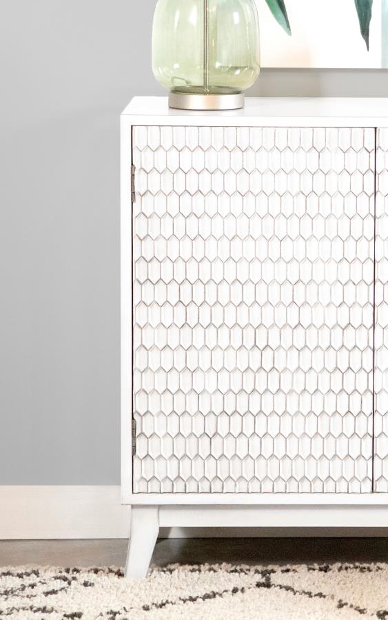 Gambon 2-door Wood Honeycomb Pattern Accent Cabinet White - 953401