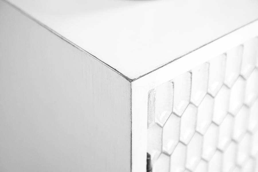 Gambon 2-door Wood Honeycomb Pattern Accent Cabinet White - 953401