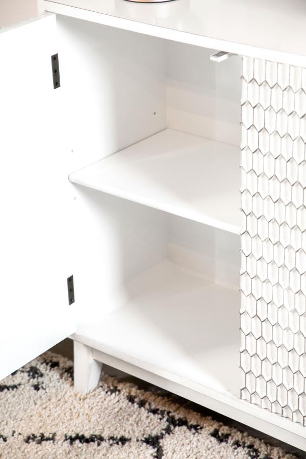 Gambon 2-door Wood Honeycomb Pattern Accent Cabinet White - 953401