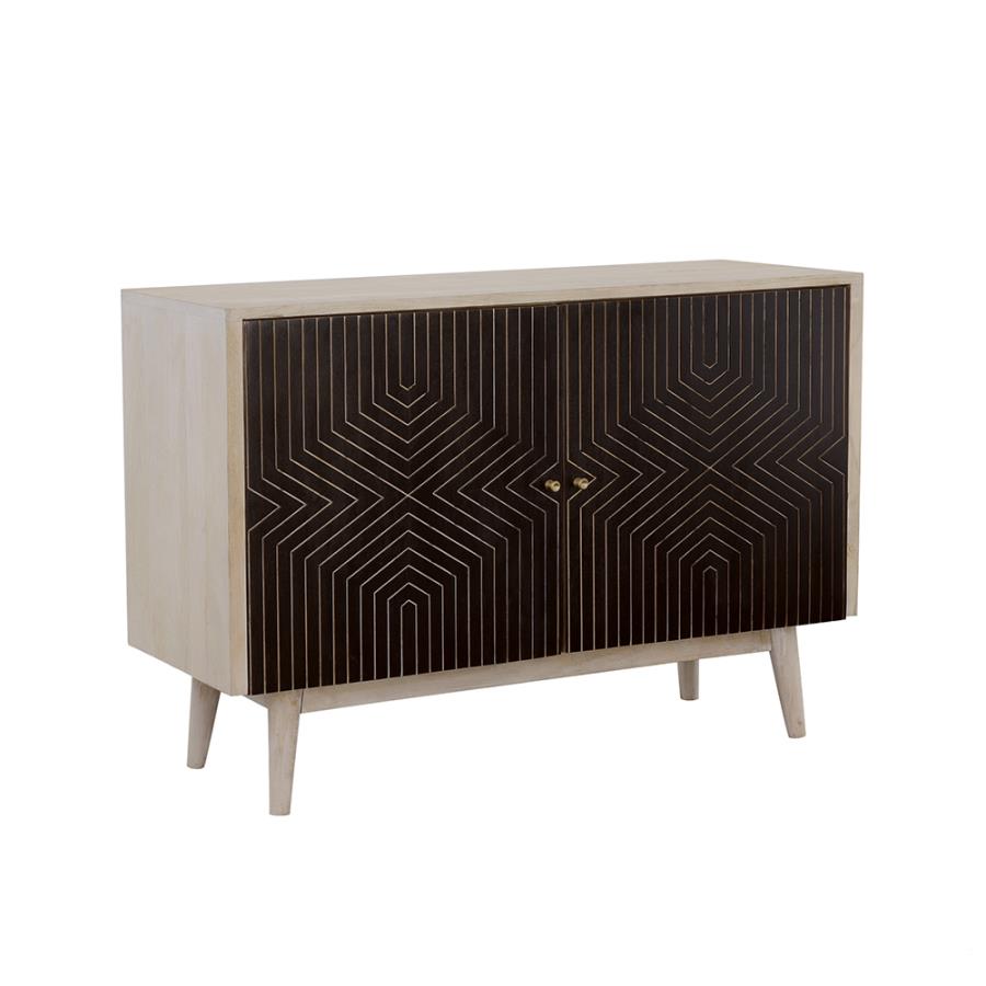 Ixora 2-door Wood Accent Cabinet White Washed and Black - 953430