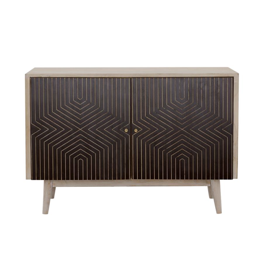 Ixora 2-door Wood Accent Cabinet White Washed and Black - 953430