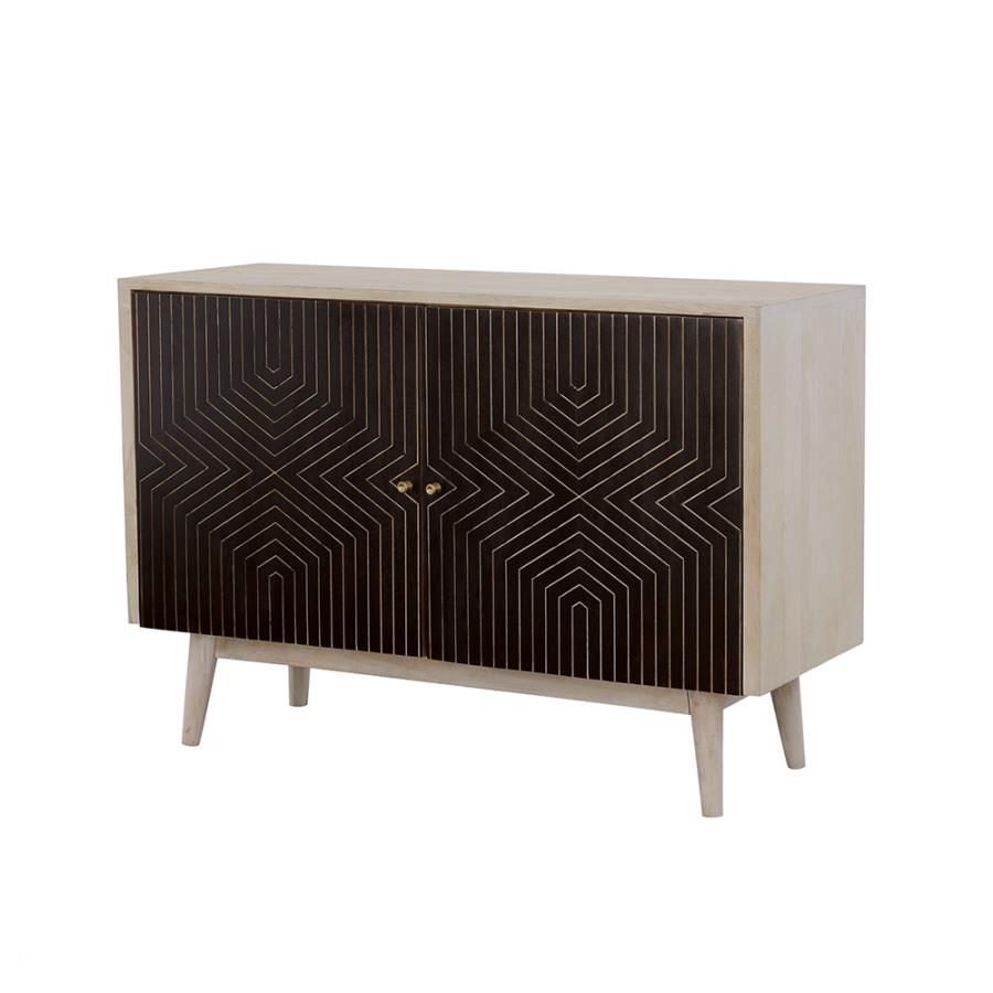 Ixora 2-door Wood Accent Cabinet White Washed and Black - 953430