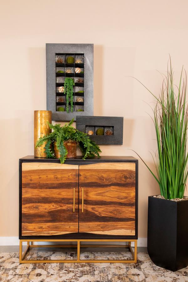 Zara 2-door 40-inch Wood Accent Storage Cabinet Black Walnut - 953447