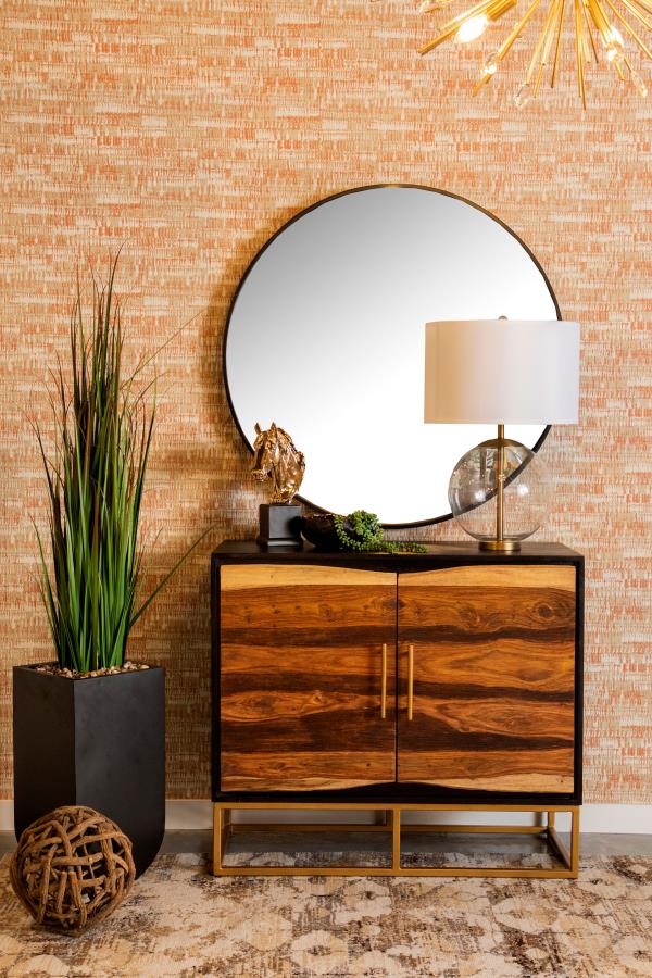 Zara 2-door 40-inch Wood Accent Storage Cabinet Black Walnut - 953447