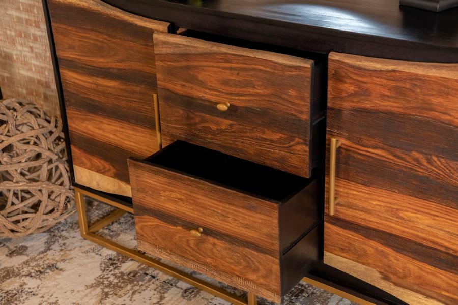 Zara 2-door 57-inch Wood Accent Storage Cabinet Black Walnut - 953466