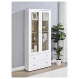 Hawthorne 4-shelf Glass Door Tall Cabinet with Drawers White - 953477