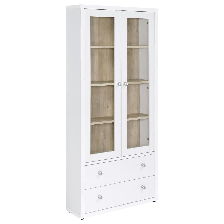 Hawthorne 4-shelf Glass Door Tall Cabinet with Drawers White - 953477