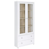 Hawthorne 4-shelf Glass Door Tall Cabinet with Drawers White - 953477