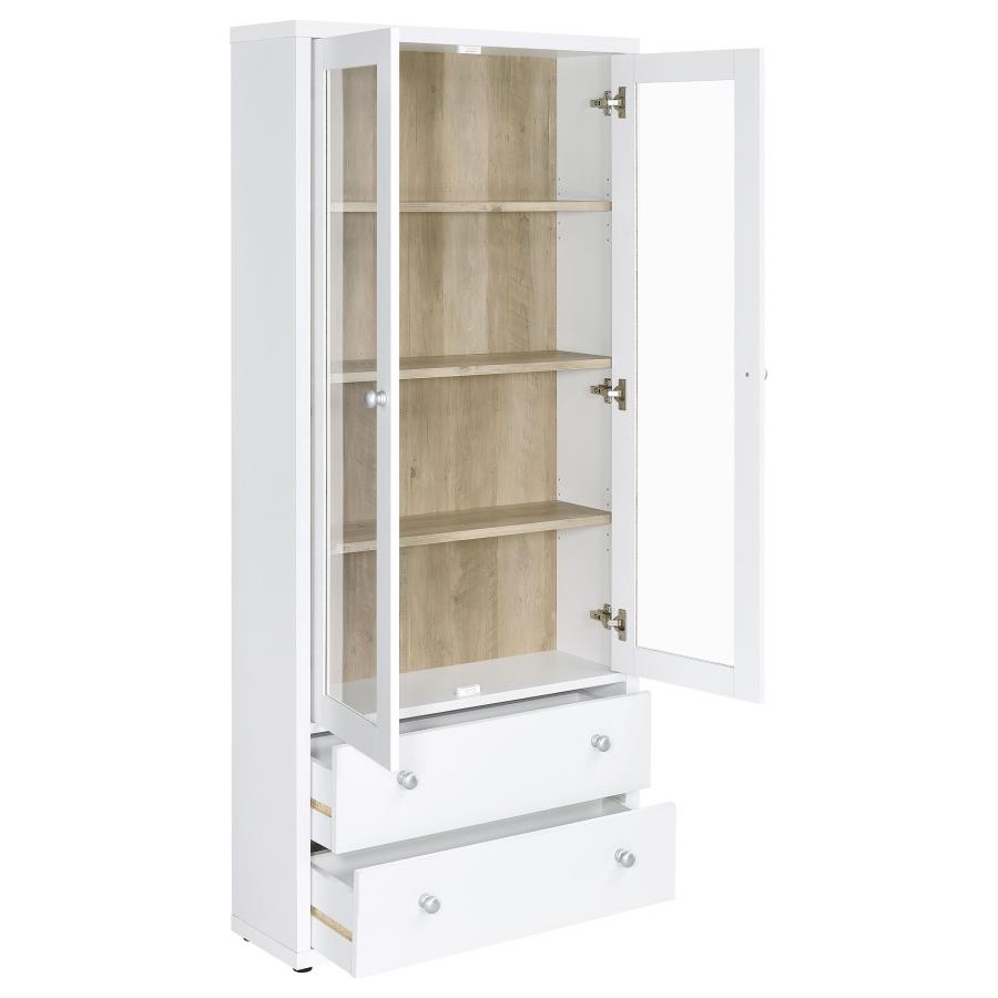 Hawthorne 4-shelf Glass Door Tall Cabinet with Drawers White - 953477