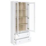 Hawthorne 4-shelf Glass Door Tall Cabinet with Drawers White - 953477