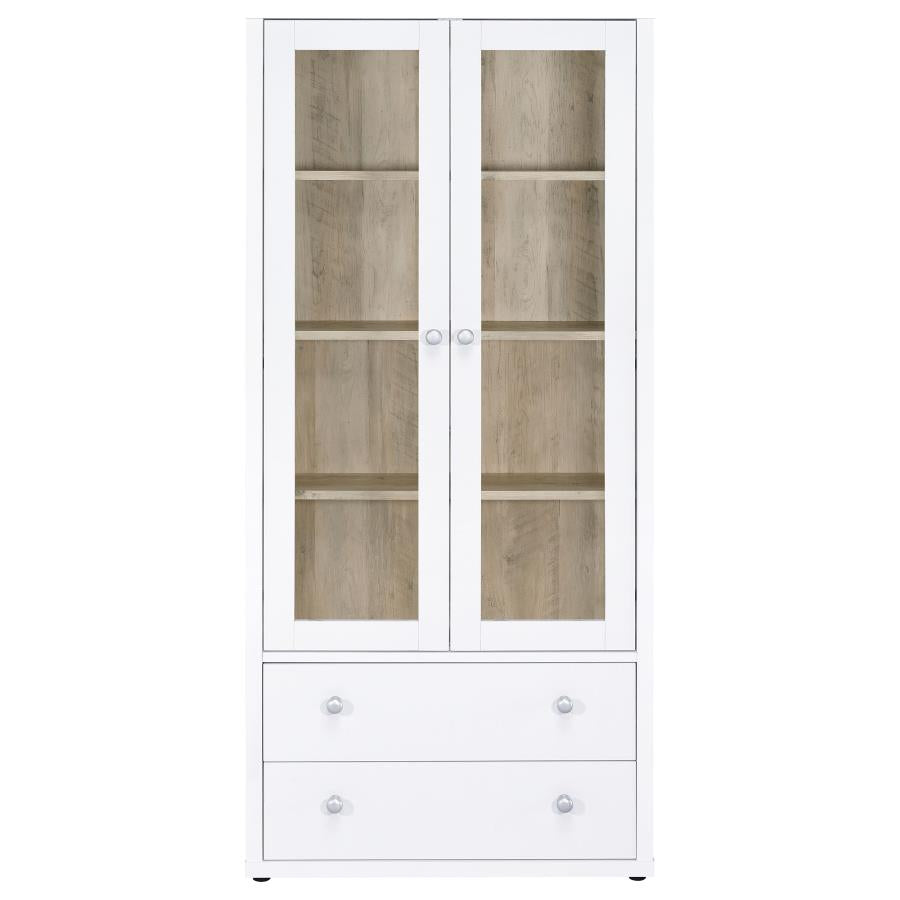 Hawthorne 4-shelf Glass Door Tall Cabinet with Drawers White - 953477