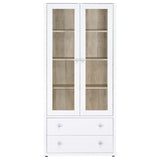 Hawthorne 4-shelf Glass Door Tall Cabinet with Drawers White - 953477