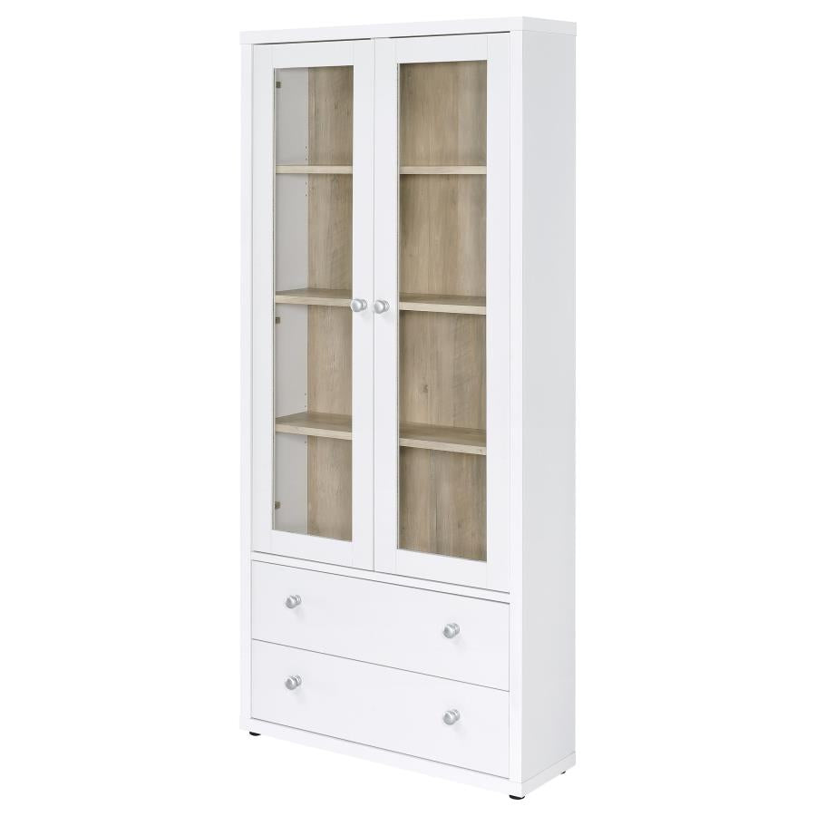 Hawthorne 4-shelf Glass Door Tall Cabinet with Drawers White - 953477