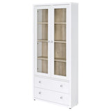 Hawthorne 4-shelf Glass Door Tall Cabinet with Drawers White - 953477