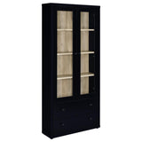 Hawthorne 4-shelf Glass Door Cabinet with Drawers Black - 953478