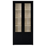 Hawthorne 4-shelf Glass Door Cabinet with Drawers Black - 953478