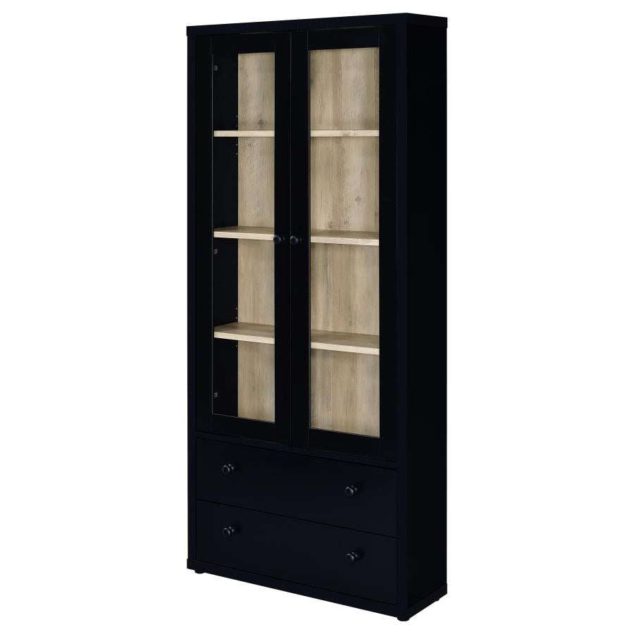 Hawthorne 4-shelf Glass Door Cabinet with Drawers Black - 953478