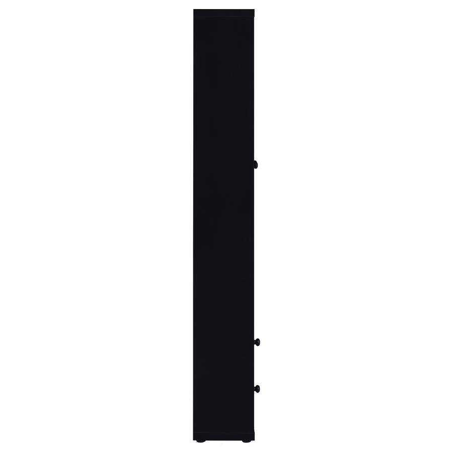 Hawthorne 4-shelf Glass Door Cabinet with Drawers Black - 953478