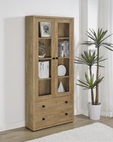 Hawthorne 4-shelf Glass Door Tall Cabinet with Drawers Mango - 953479