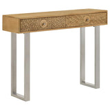 Draco 2-drawer Console Table Hand Carved Details Natural - 953512