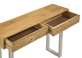 Draco 2-drawer Console Table Hand Carved Details Natural - 953512