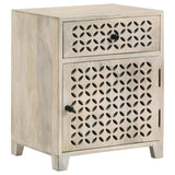 August 1-drawer Trellis Pattern Storage Cabinet White Washed - 953569