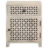 August 1-drawer Trellis Pattern Storage Cabinet White Washed - 953569