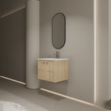 Wall Mounted Bathroom Vanity With Ceramic Sink And 2 Soft Closing Doors