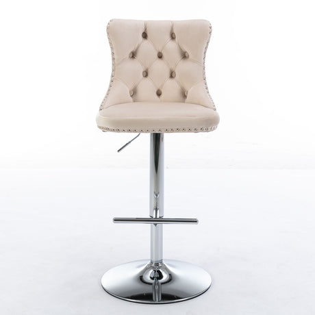 Swivel Barstools Adjusatble Seat Height From 25-33", Modern Upholstered Base Bar Stools With Backs Comfortable Tufted For Home Pub And Kitchen Island (Set of 2)