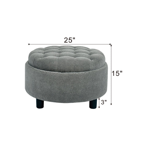 Storage Round Footstool Table Ottoman