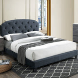 Button Tufted Bed With Nailhead Trim