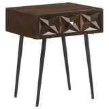 Ezra 1-drawer Rectangular Accent Side Table Coffee Brown - 959539