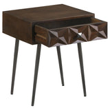 Ezra 1-drawer Rectangular Accent Side Table Coffee Brown - 959539