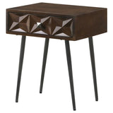 Ezra 1-drawer Rectangular Accent Side Table Coffee Brown - 959539