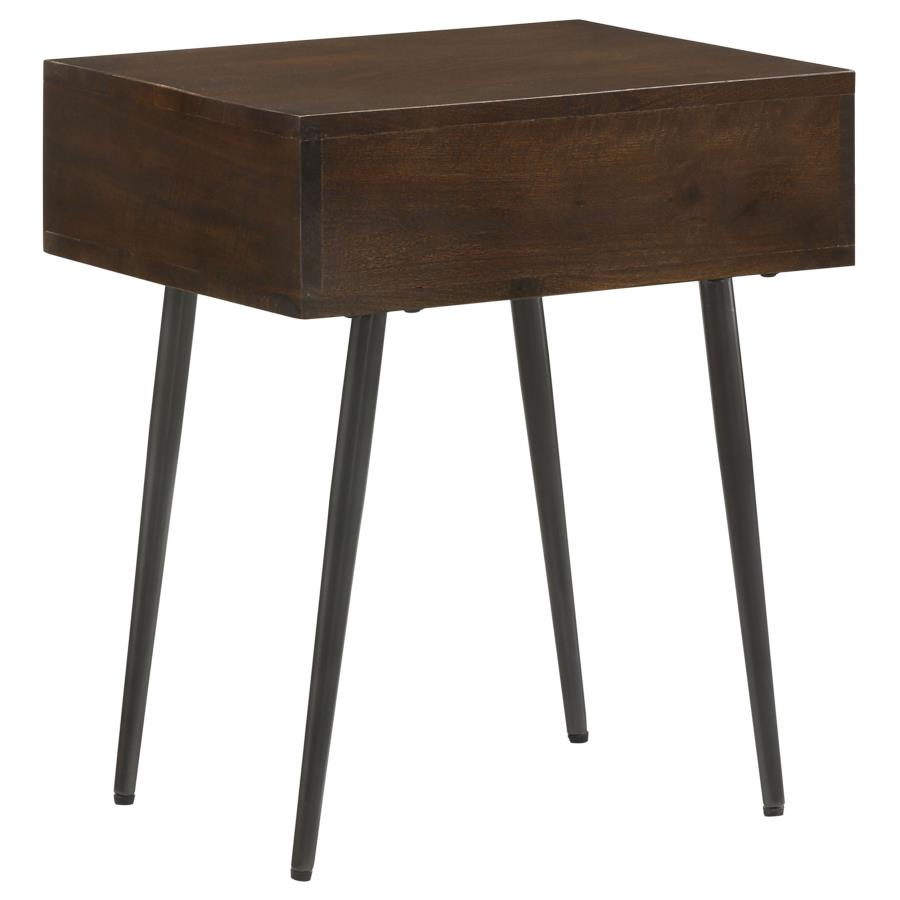 Ezra 1-drawer Rectangular Accent Side Table Coffee Brown - 959539