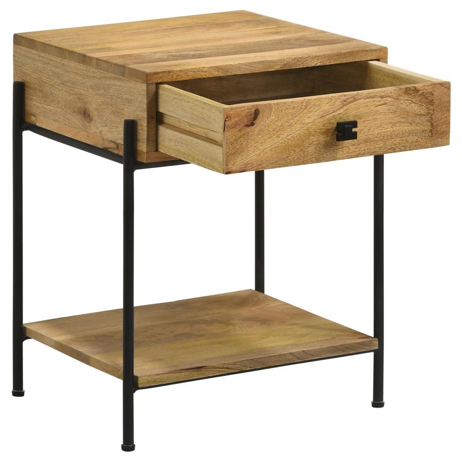 Declan 1-drawer Wood Accent Side Table Natural Mango - 959556